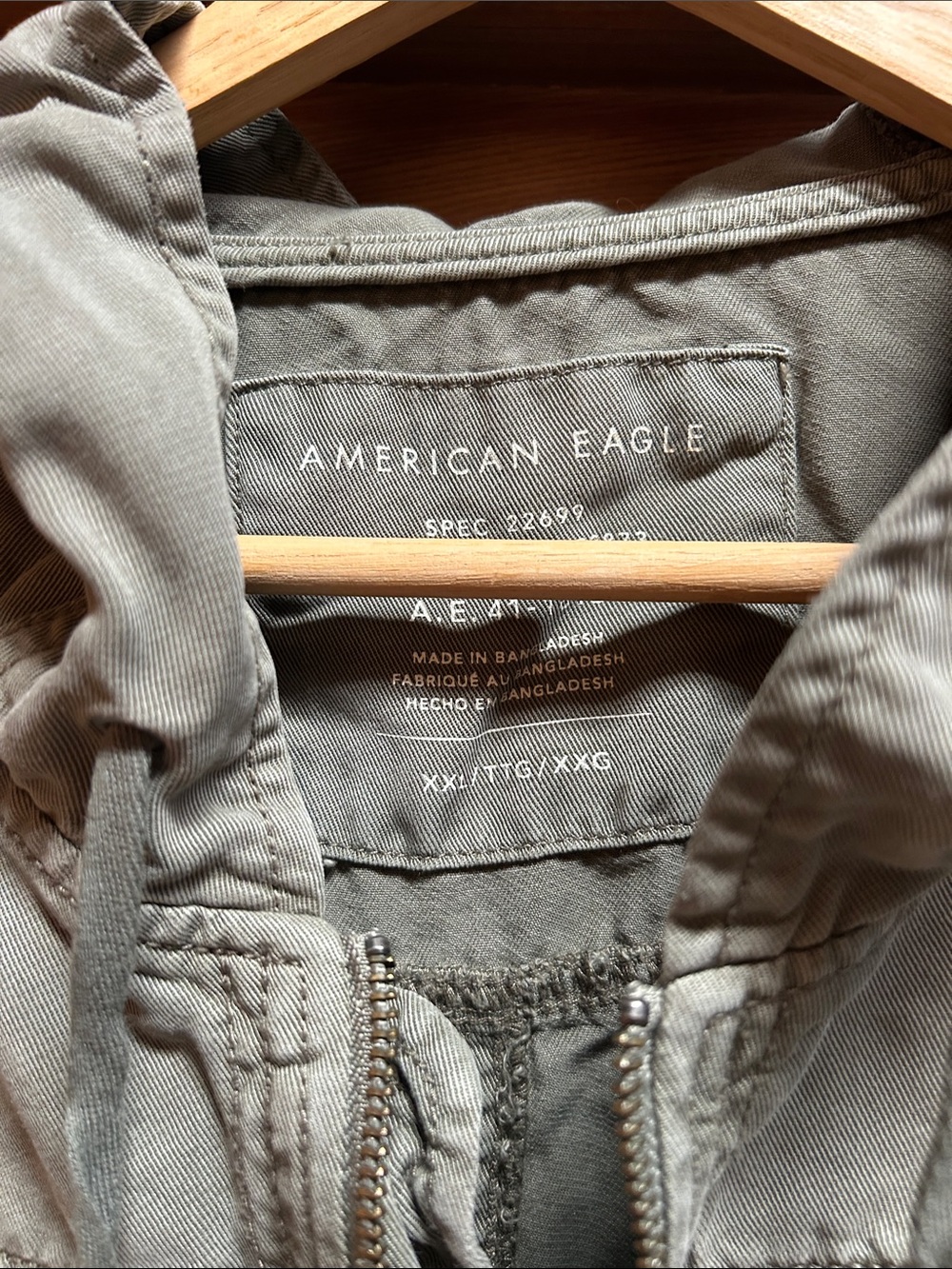 American Eagle Outfitters Olive Green Utility Jacket with Hood - Picture 3 of 5